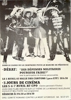 "Des dépenses militaires pourquoi faire ?" : Débat, 3 jours de cinéma : Dans le cadre de la campagne pour la Marche de Pâques 82 vignette