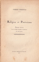 Religion et patriotisme : dernier recours lu à la salle centrale à Lausanne le 2 mai 1917