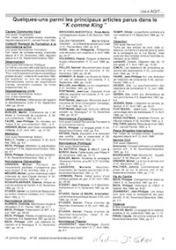 Quelques-uns parmi les principaux articles parus dans le "K comme King" vignette